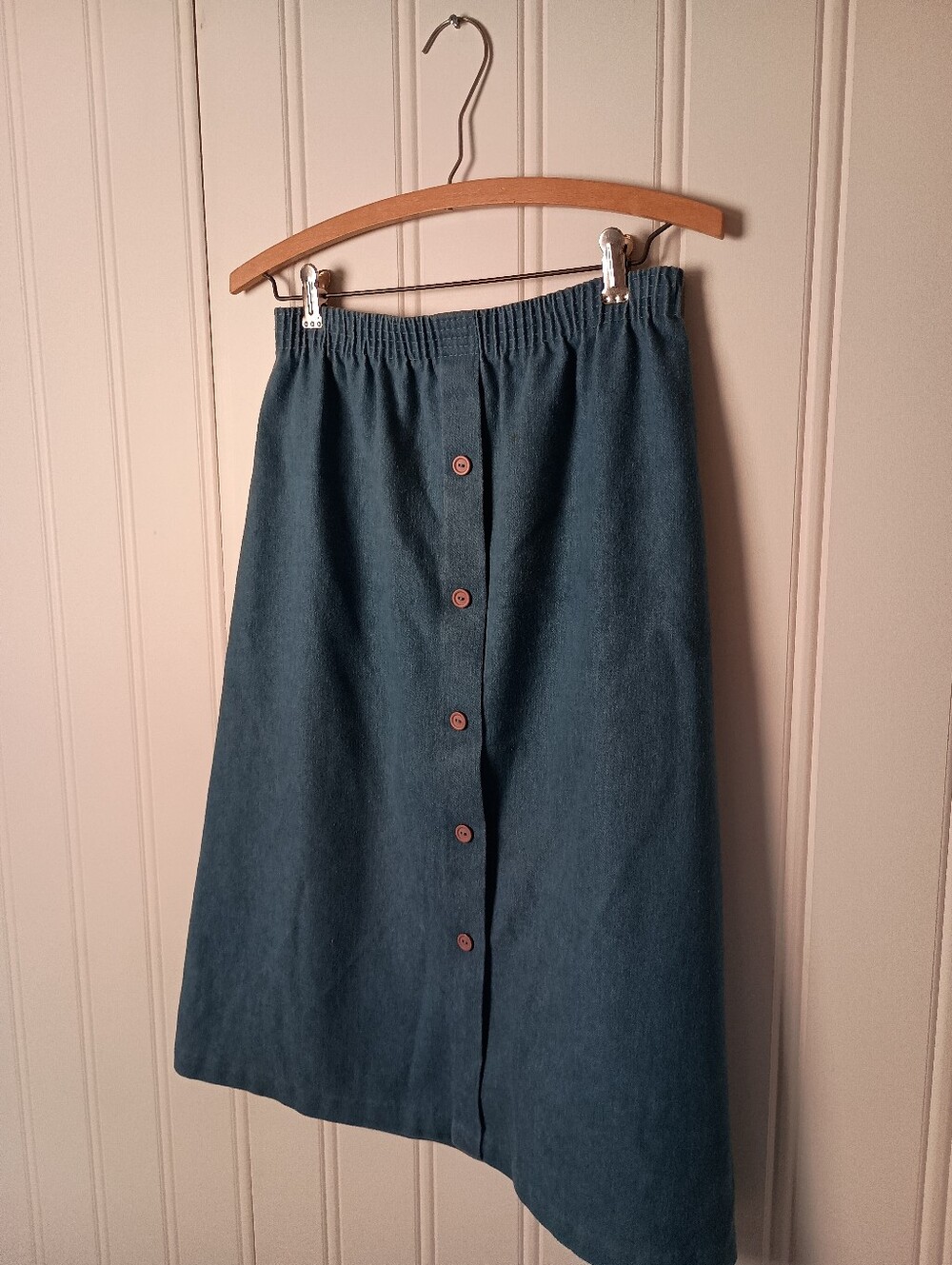 90s Booth Bay- Classic High-Waist Denim Midi Skirt- Size S/M